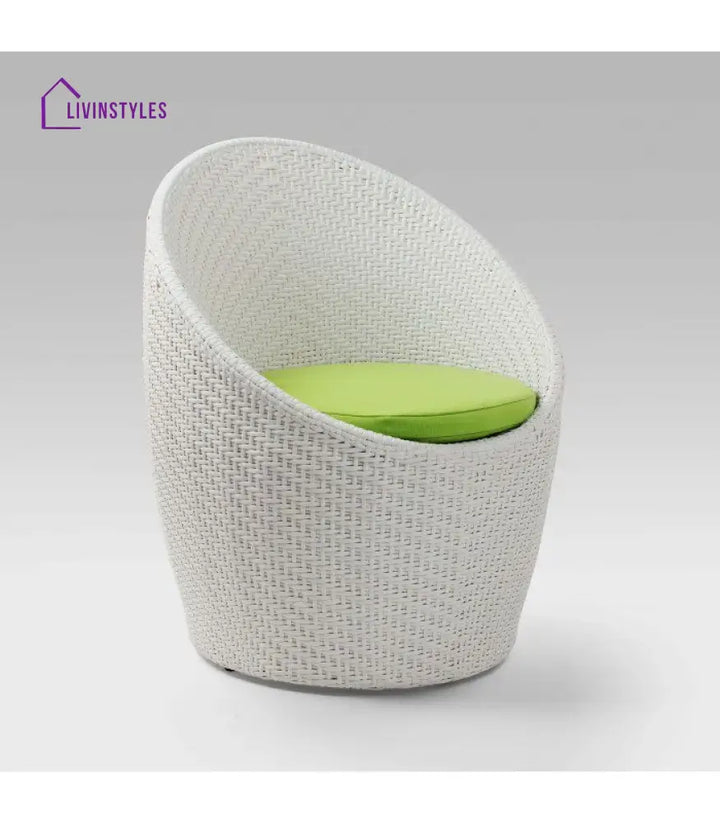 Mohan 3-Piece Rattan Patio Set: White & Light Green Wicker Outdoor Furniture