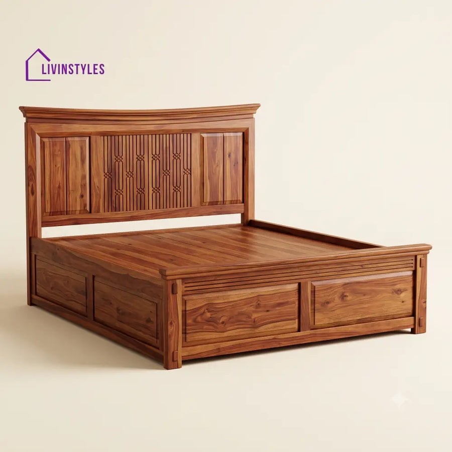 Mohana Sheesham Wood Bed With Box Storage | Wooden Bed