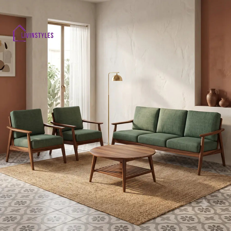 Mohana Wooden Sofa Set | 3 + 1 + 1 Sheesham Wood Sofa Set for Living Room