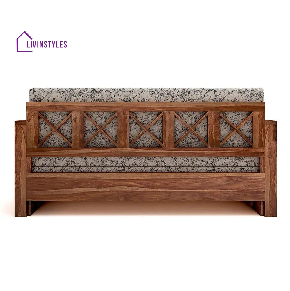 Mohira Wooden Sofa Cum Bed for Living Room Home (Sheesham Wood) - Brown - Sofa Cum Bed