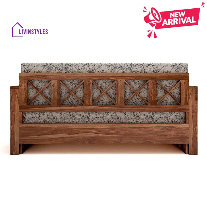 Mohira Wooden Sofa Cum Bed for Living Room Home (Sheesham Wood) - Brown - Sofa Cum Bed