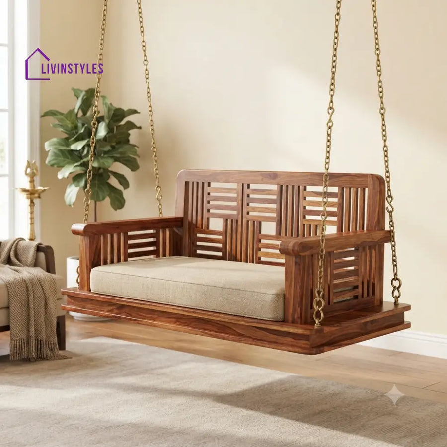 Monique 2 Seater Wooden Swing for Home | Wooden Jhula for home