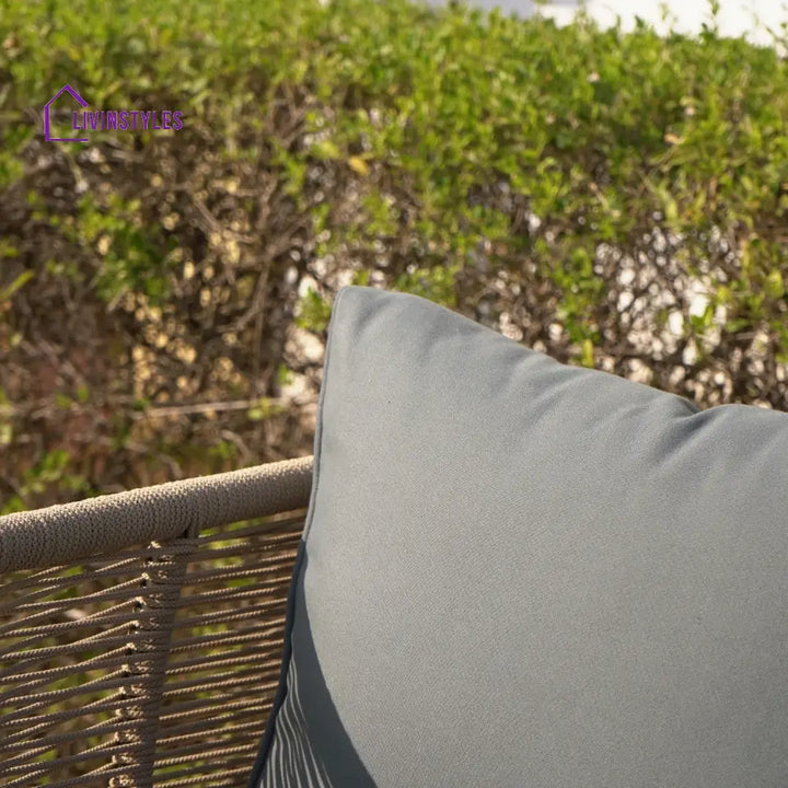 Monroe Outdoor Rope 4-Piece Patio Sofa Set with Glass Top Table (Beige & Dark Grey) - Sofa Set