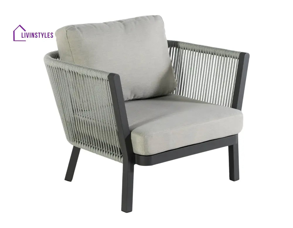 Montalti Outdoor Sofa Set 3 Seater 2 Single seater and 1 Center Table (Grey) Braided & Rope - Sofa Sets