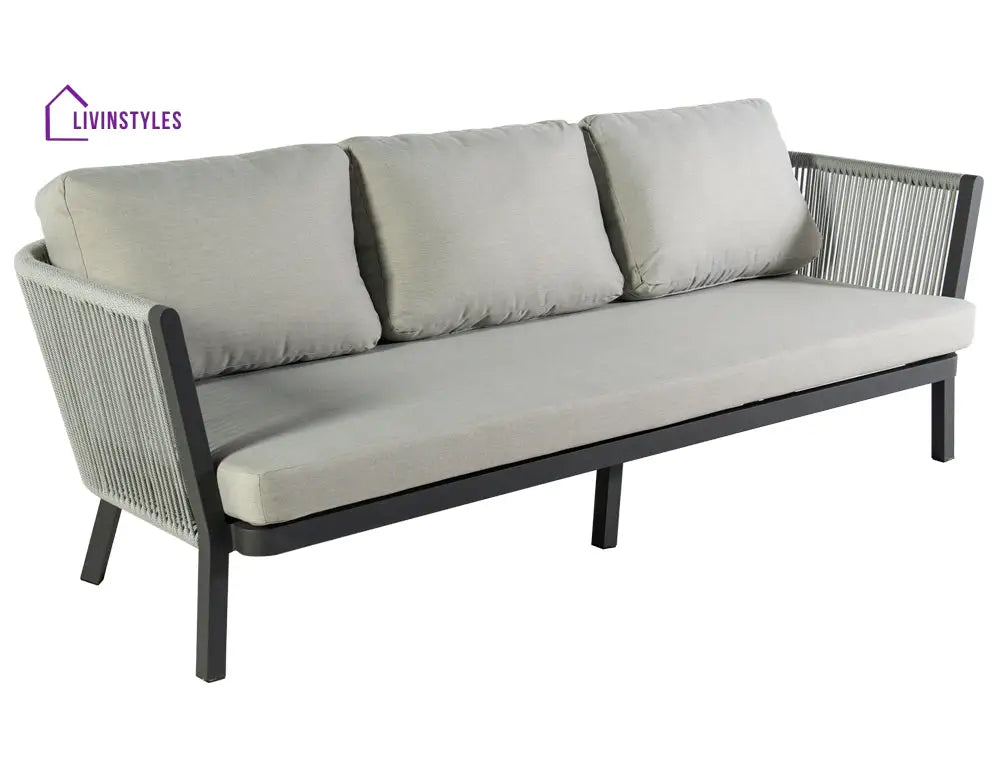 Montalti Outdoor Sofa Set 3 Seater 2 Single seater and 1 Center Table (Grey) Braided & Rope - Sofa Sets