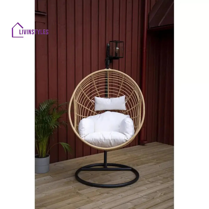 Montalti Single Seater Hanging Swing With Stand For Balcony Garden Swing (Gold) - Swings
