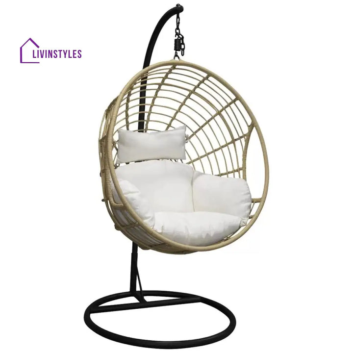 Montalti Single Seater Hanging Swing With Stand For Balcony Garden Swing (Gold) - Swings