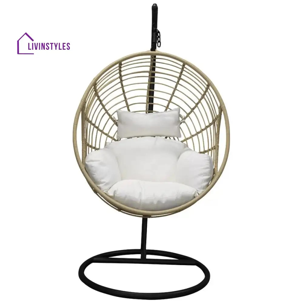 Montalti Single Seater Hanging Swing With Stand For Balcony Garden Swing (Gold) - Swings