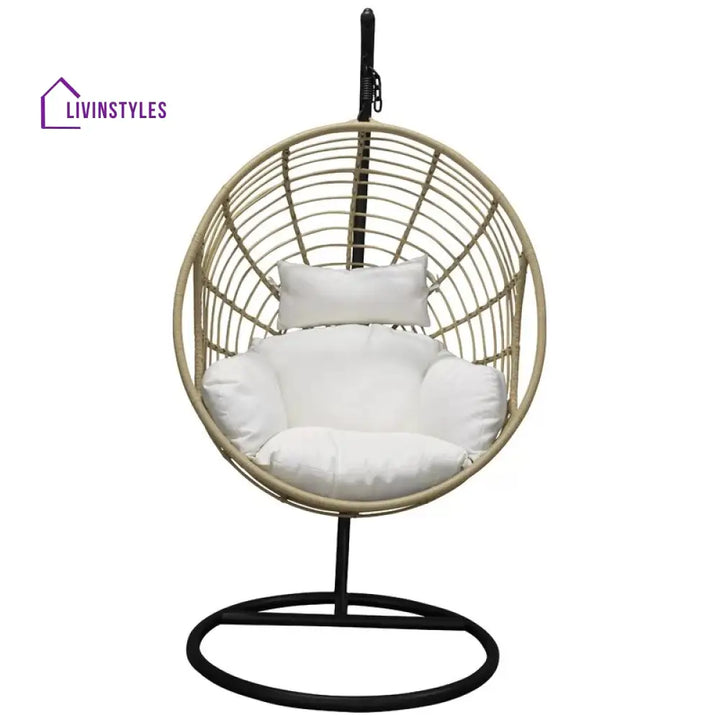 Montalti Single Seater Hanging Swing With Stand For Balcony Garden Swing (Gold) - Swings