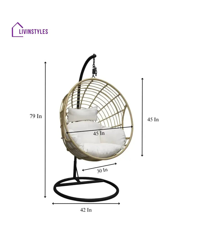 Montalti Single Seater Hanging Swing With Stand For Balcony Garden Swing (Gold) - Swings