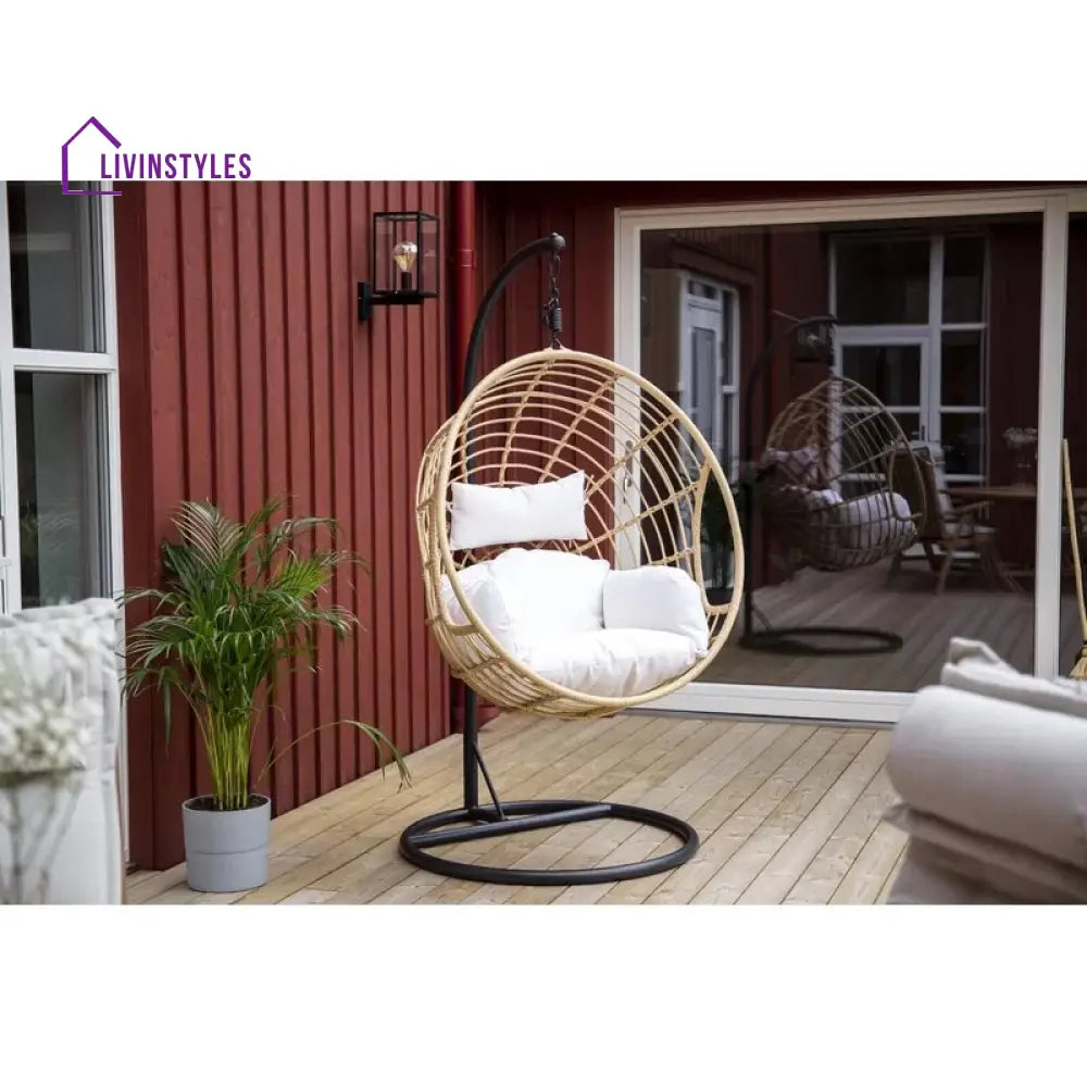 Montalti Single Seater Hanging Swing With Stand For Balcony Garden Swing (Gold) - Swings