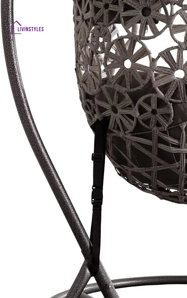 Montes Single Seater Hanging Swing With Stand For Balcony Garden (Brown) Braided & Rope - Swings