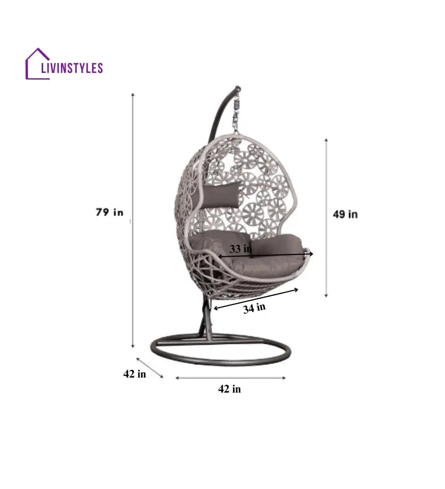 Montes Single Seater Hanging Swing With Stand For Balcony Garden (Brown) Braided & Rope - Swings