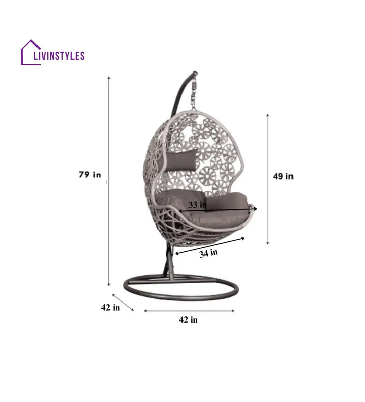 Montes Single Seater Hanging Swing With Stand For Balcony Garden (Brown) Braided & Rope - Swings