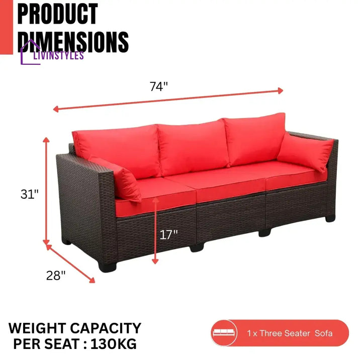 Montserrat 3-Seater Outdoor Rattan Wicker Patio Sofa - Sofa Set