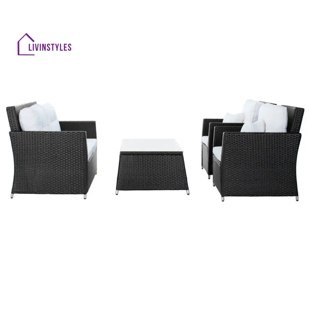 Moreau Outdoor Sofa Set 2 Seater 2 Single seater and 1 Center Table (Black + White) - Sofa Sets