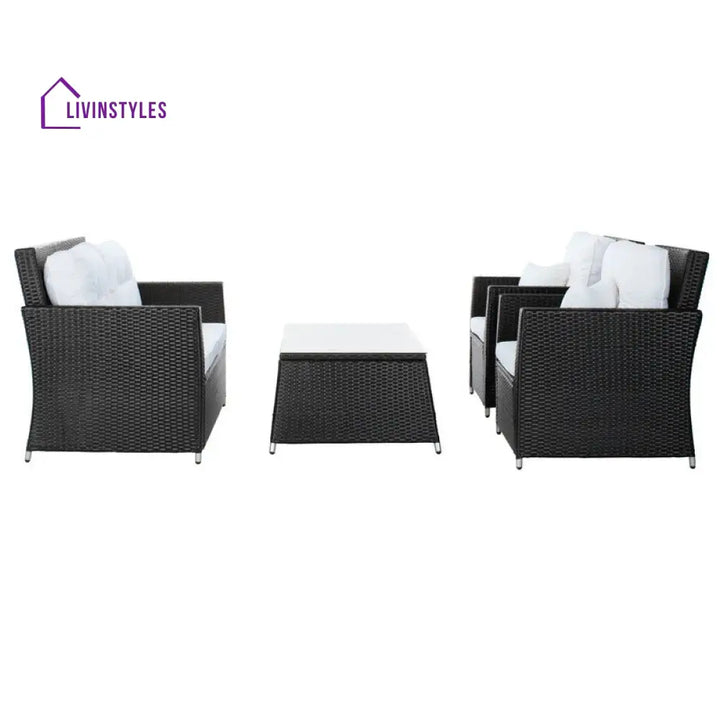 Moreau Outdoor Sofa Set 2 Seater 2 Single seater and 1 Center Table (Black + White) - Sofa Sets