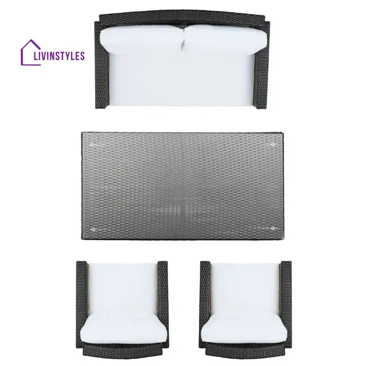 Moreau Outdoor Sofa Set 2 Seater 2 Single seater and 1 Center Table (Black + White) - Sofa Sets