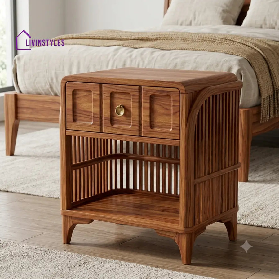 Morenike Premium Wooden Bedside Table | Side Table for Bedroom