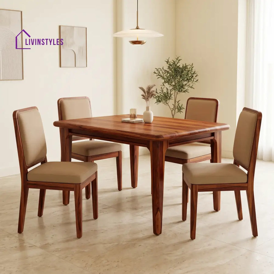 Morris Premium Solid Wood 4 Seater Dining Table Set