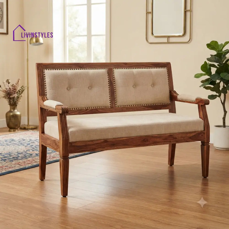 Morse Wooden Bench for Living Room | Bedroom | Extra Seating