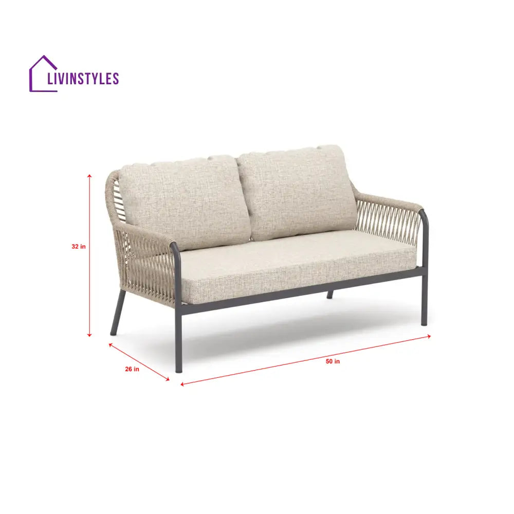 Morvos Outdoor Garden Balcony Sofa Set 2 Seater,2 Single seater and 2 Center Table Set (Tan) - Sofa Sets