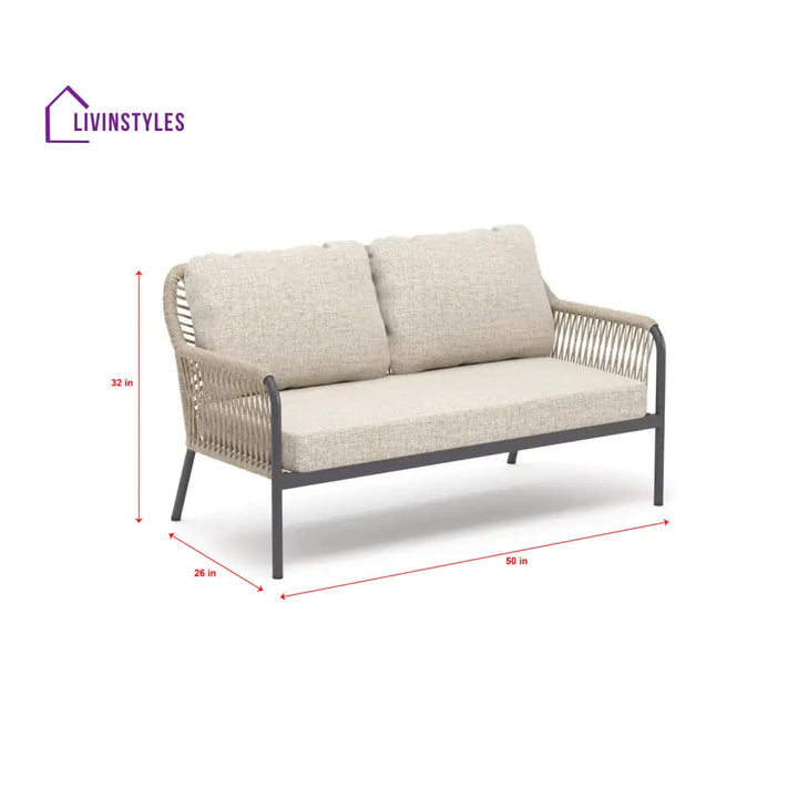 Morvos Outdoor Garden Balcony Sofa Set 2 Seater,2 Single seater and 2 Center Table Set (Tan) - Sofa Sets