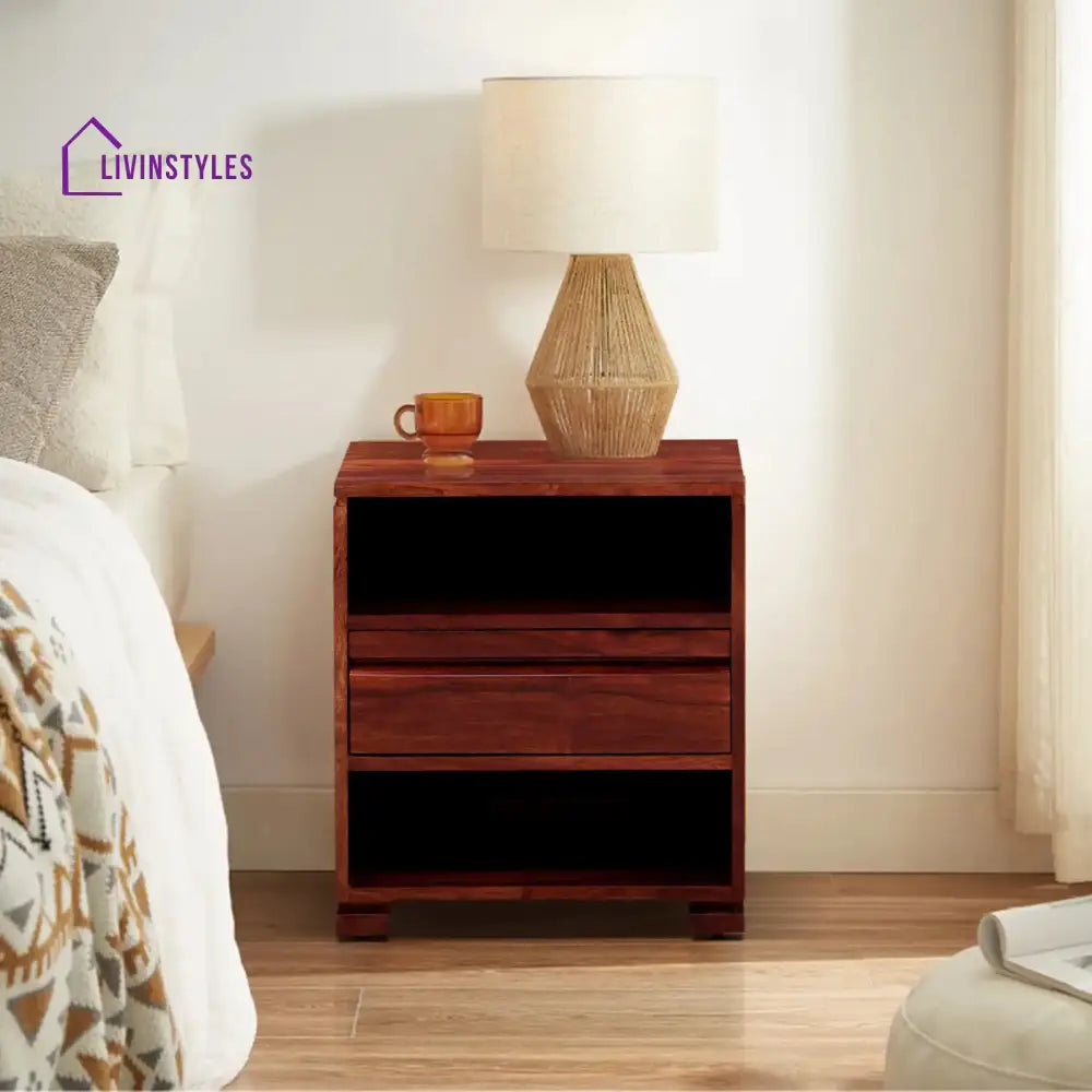 Moscow Sheesham Wood Nightstand Bedside Table Honey Bedroom Furniture Sets