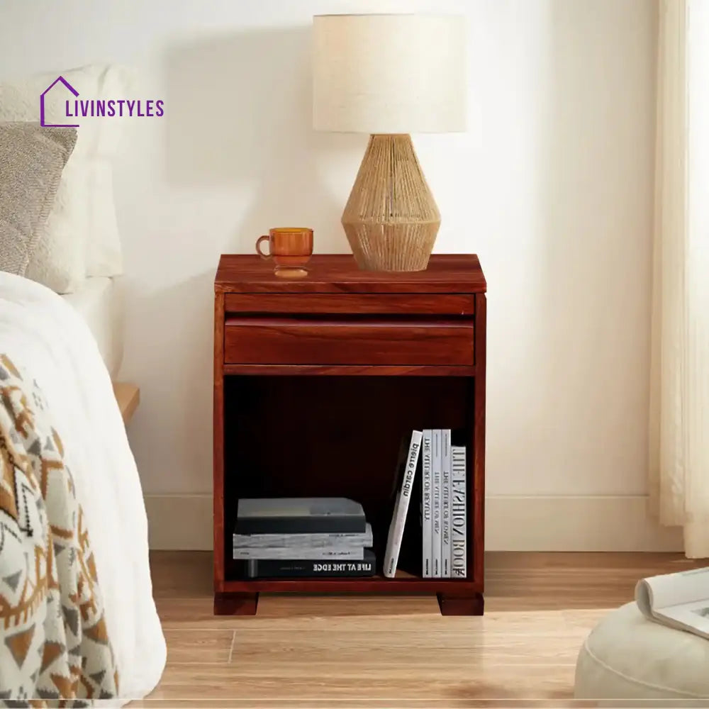 Moscow Solid Wood Nightstand Bedside Table Honey Bedroom Furniture Sets