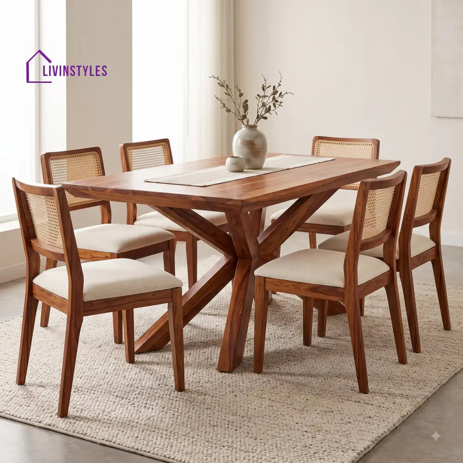 Mridula Premium Wooden 6 Seater Dining Table Set
