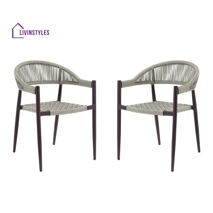Mrinalini 2-Piece Outdoor Rope Patio Dining Chairs - Dinning Chairs