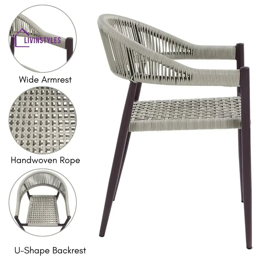 Mrinalini 2-Piece Outdoor Rope Patio Dining Chairs - Dinning Chairs