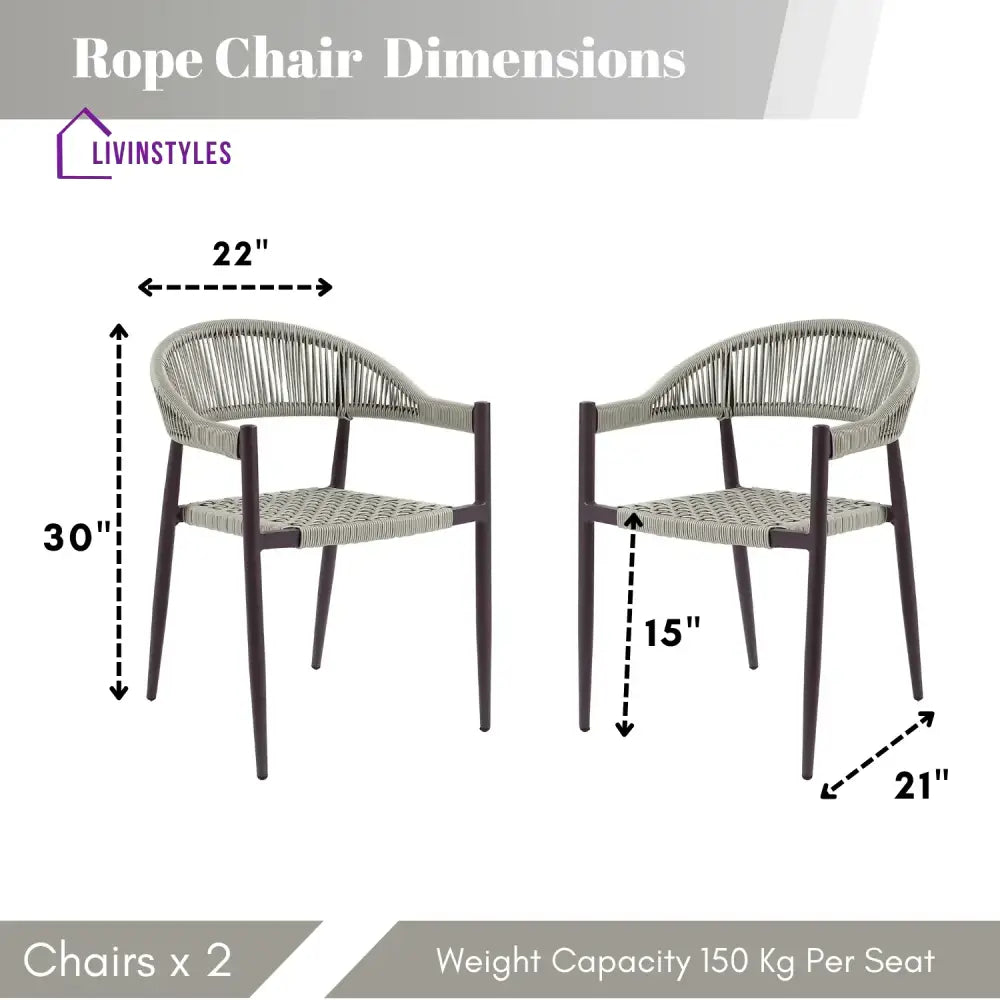 Mrinalini 2-Piece Outdoor Rope Patio Dining Chairs - Dinning Chairs