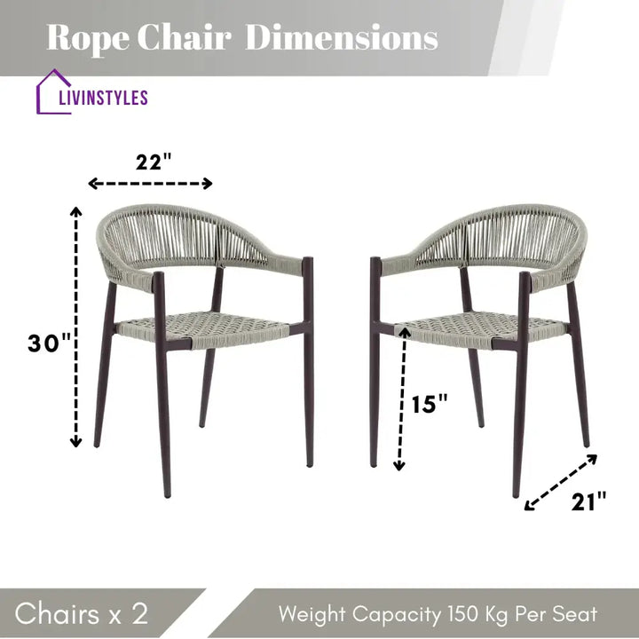 Mrinalini 2-Piece Outdoor Rope Patio Dining Chairs - Dinning Chairs