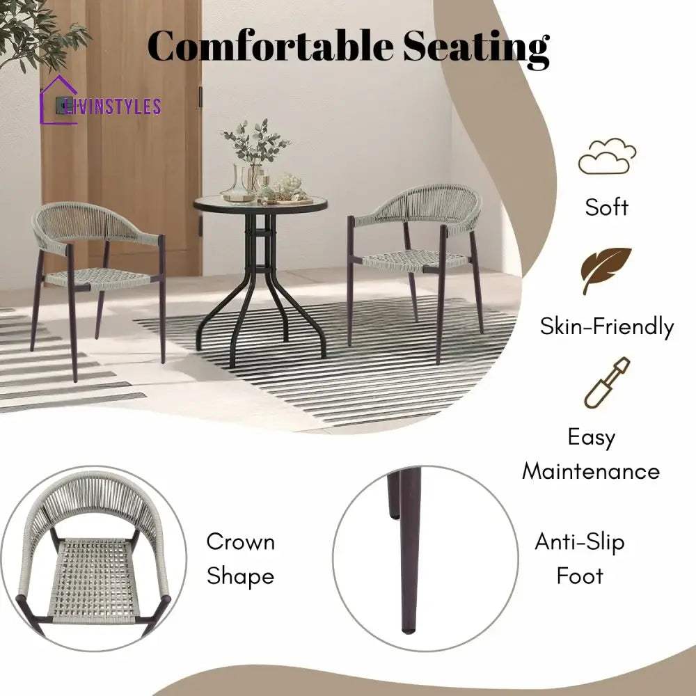 Mrinalini 2-Piece Outdoor Rope Patio Dining Chairs - Dinning Chairs