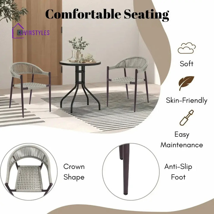 Mrinalini 2-Piece Outdoor Rope Patio Dining Chairs - Dinning Chairs