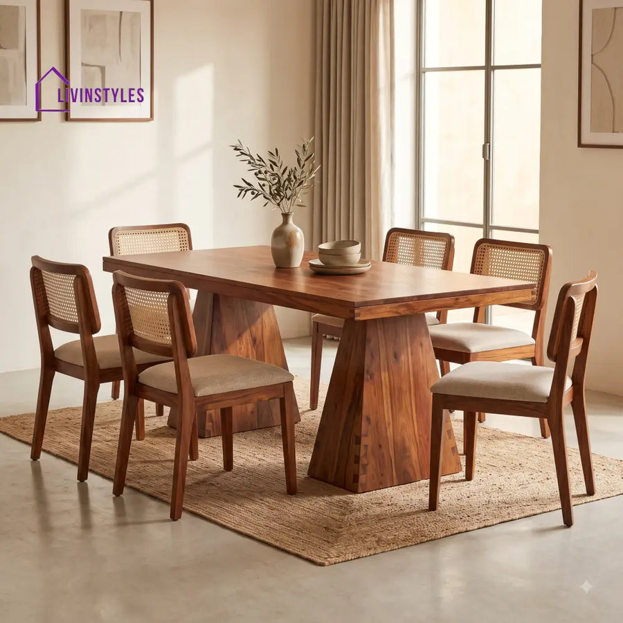 Mrinalini Premium Wooden 6 Seater Dining Table Set