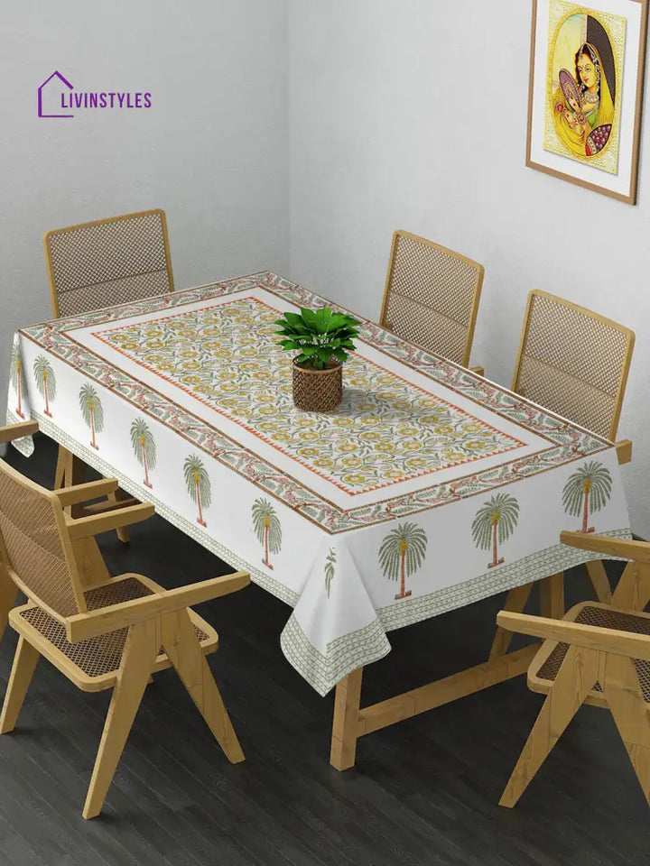 Multi 6 Seater Printed Cotton Table Cover (60 X 90 Inch)