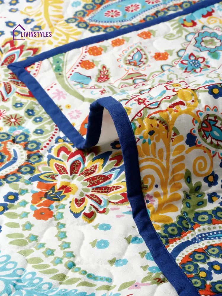Multi Color Floral Print Cotton 3 Seater Sofa Cover With Hand Rest Slip Cover Sofa