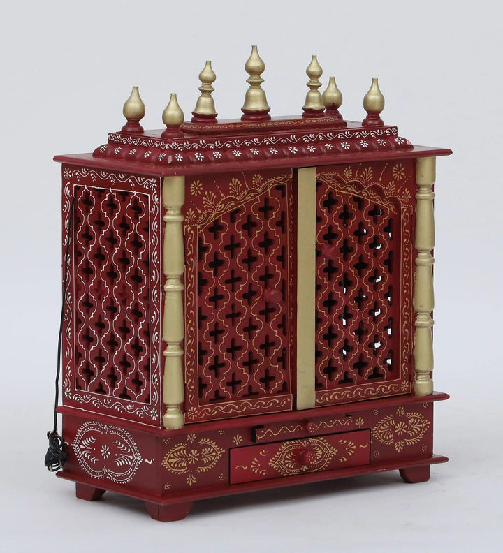 Multicolor Sheesham Wood & MDF Pooja Mandir With Door, - Ouch Cart 