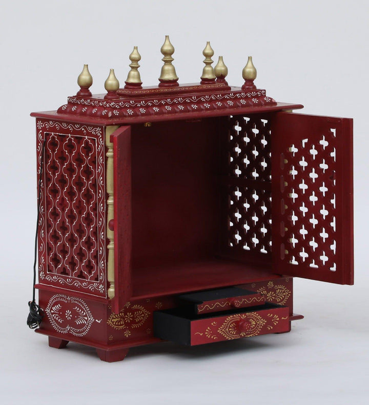 Multicolor Sheesham Wood & MDF Pooja Mandir With Door, - Ouch Cart 