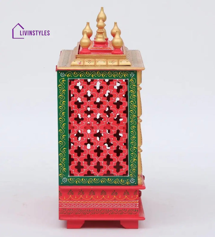 Multicolor Sheesham Wood & MDF Pooja Mandir With Door, - Ouch Cart 