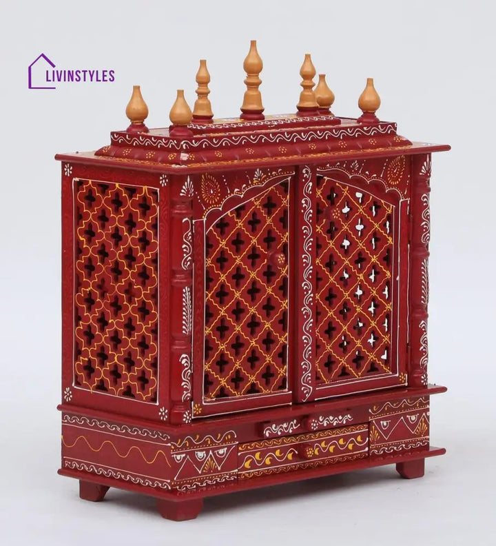 Multicolor Sheesham Wood & MDF Pooja Mandir With Door, - Ouch Cart 