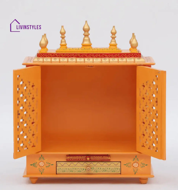 Multicolor Sheesham Wood & MDF Pooja Mandir With Door, - Ouch Cart 