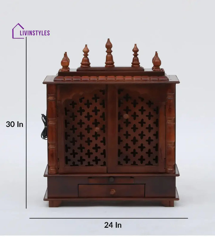 Multicolor Sheesham Wood & MDF Pooja Mandir With Door, - Ouch Cart 