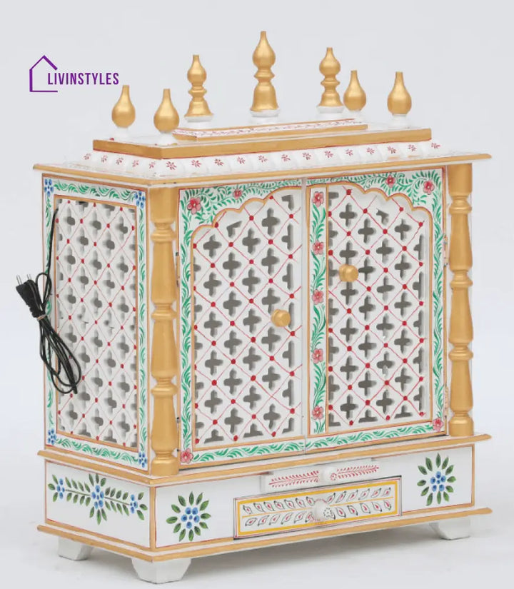 Multicolor Sheesham Wood & MDF Pooja Mandir With Door, - Ouch Cart 