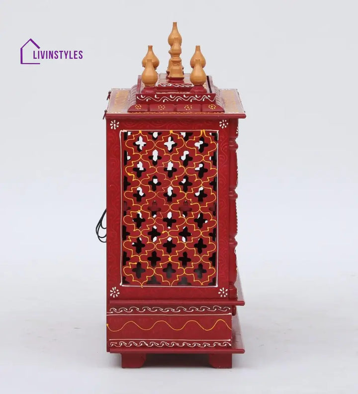 Multicolor Sheesham Wood & MDF Pooja Mandir With Door, - Ouch Cart 
