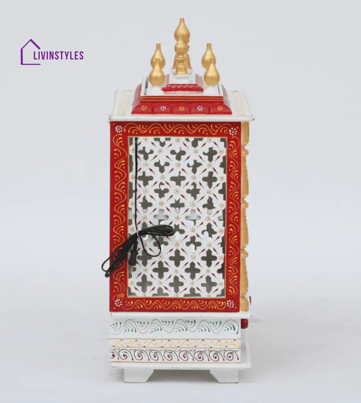 Multicolor Sheesham Wood & MDF Pooja Mandir With Door, - Ouch Cart 