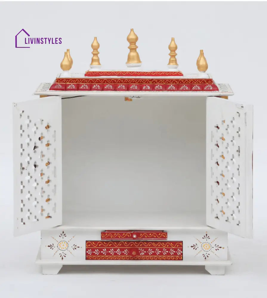 Multicolor Sheesham Wood & MDF Pooja Mandir With Door, - Ouch Cart 