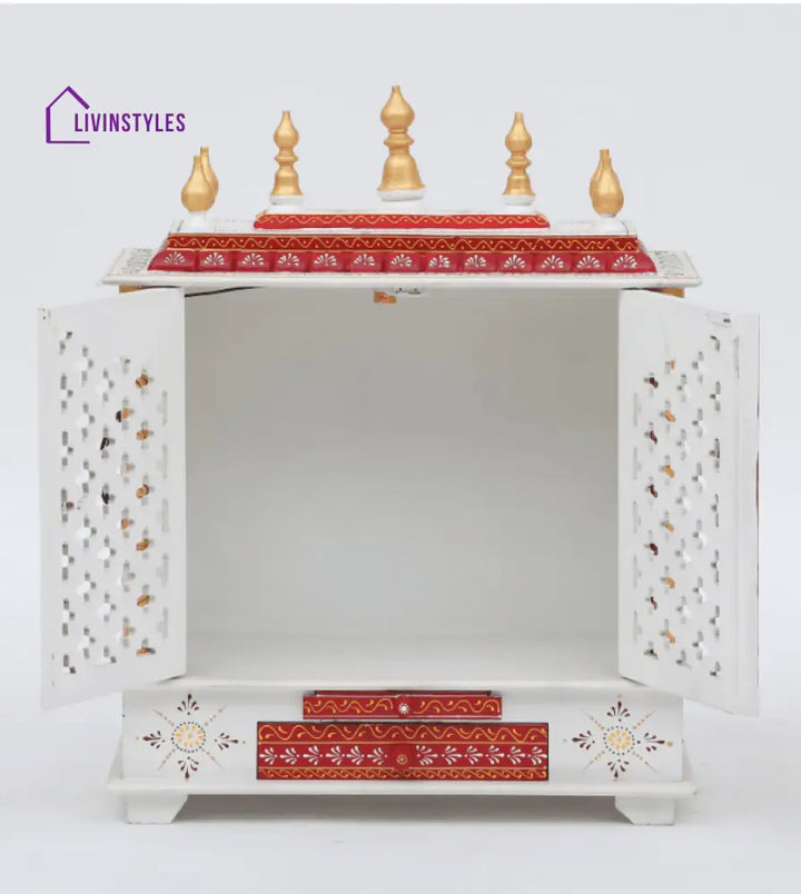 Multicolor Sheesham Wood & MDF Pooja Mandir With Door, - Ouch Cart 